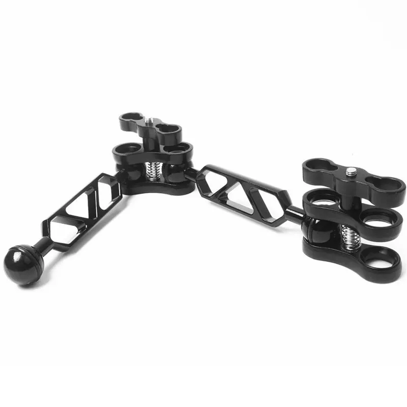 FULL-Aluminum Alloy Scuba Diving Light Torch Dual Ball Joint Arm And 2 Butterfly Clip Clamp Mount For Underwater Photography C |