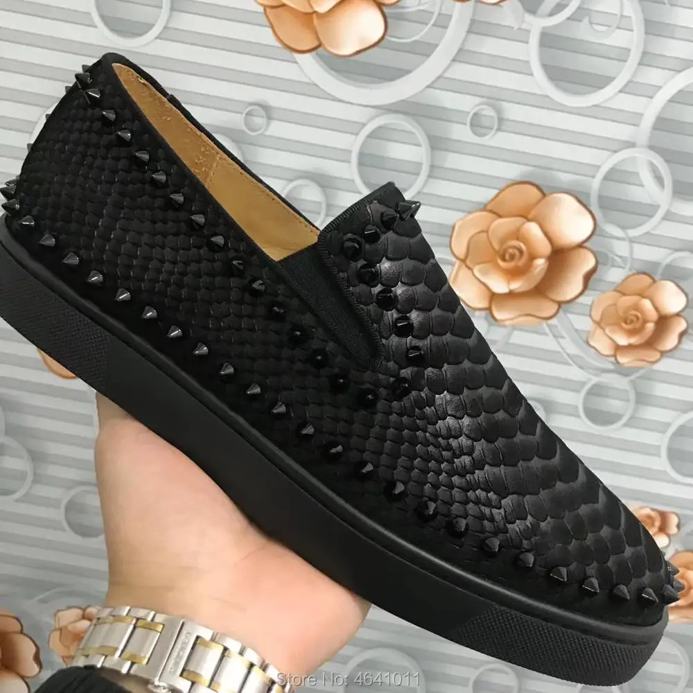 Low Cut Leisure Shoe cl andgz Black Snake Leather circle Rivets Red Bottom shoes For Men Matte Sneakers Loafers Flat Footwear
Low Cut Leisure Shoe cl andgz Black Snake Leather circle Rivets Red Bottom shoes For Men Matte Sneakers Loafers Flat Footwear