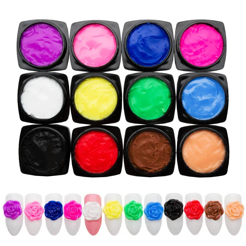 12 Color/set 3D Carved Painting Gel Nail Plasticine Gel Modeling Sculpture Lacquer Carved Patterns Gel Soak Off UV Gel ZJJ2012
12 Color/set 3D Carved Painting Gel Nail Plasticine Gel Modeling Sculpture Lacquer Carved Patterns Gel Soak Off UV Gel ZJJ2012