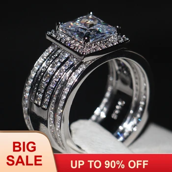 Luxury Men women Fashion ring Princess cut 3ct AAAAA zircon cz 925 Sterling silver Couple Engagement Wedding Band Ring set
Luxury Men women Fashion ring Princess cut 3ct AAAAA zircon cz 925 Sterling silver Couple Engagement Wedding Band Ring set
