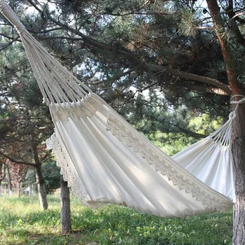 White Leisure Sleeping Hamaca Fashion Lace Camping Parachute Hammock Survival Garden Outdoor Furniture Travel Double Hammock
White Leisure Sleeping Hamaca Fashion Lace Camping Parachute Hammock Survival Garden Outdoor Furniture Travel Double Hammock