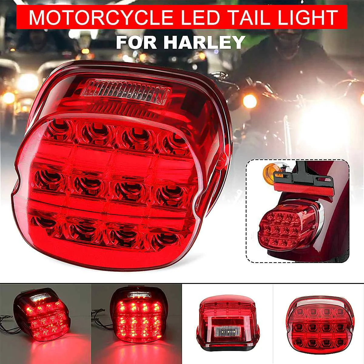 Motorcycle 12V LED Tail Light Red Rear Brake Running Light License Plate Lamps For Harley Dyna Fat Boy Sportster Road King
Motorcycle 12V LED Tail Light Red Rear Brake Running Light License Plate Lamps For Harley Dyna Fat Boy Sportster Road King