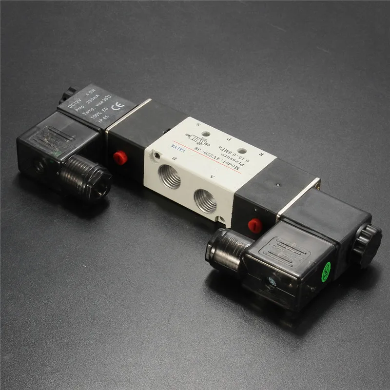 1/4'' Ports DC 12V 2 Position 5 Way Pneumatic Aluminum Solenoid Valves Electric Air Solenoid Valve DIY Hardware Tools
1/4'' Ports DC 12V 2 Position 5 Way Pneumatic Aluminum Solenoid Valves Electric Air Solenoid Valve DIY Hardware Tools