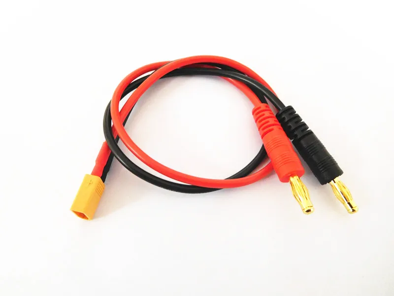 XT30 Charge Cable to 4mm Male Banana Plugs Charge Lead Silicone Wire 14AWG 25CM