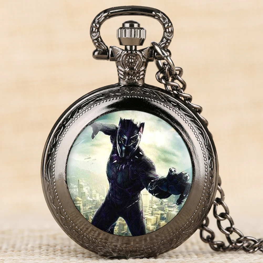 Men Pocket Watch Black Panther Rome Scale Quartz Pocket Watch Classic Retro Gift Pendant Clock Necklace for Teenager
Men Pocket Watch Black Panther Rome Scale Quartz Pocket Watch Classic Retro Gift Pendant Clock Necklace for Teenager