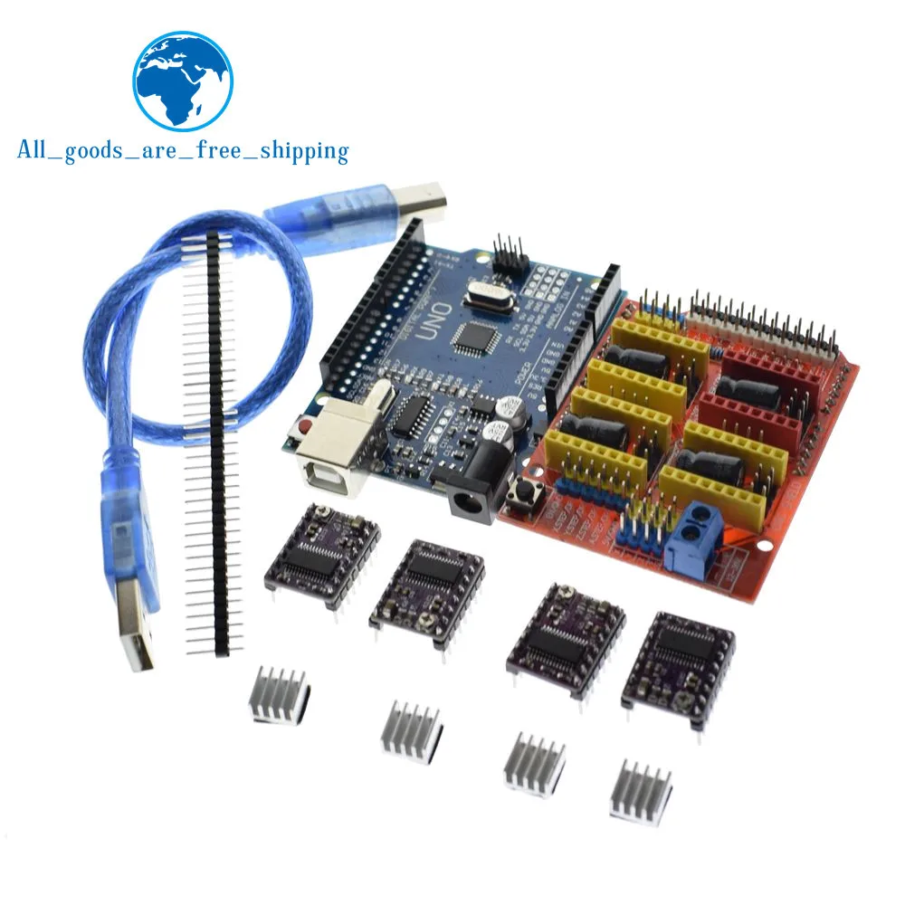 TZT cnc shield V3 engraving machine 3D Printe+ 4pcs DRV8825 driver expansion board for Arduino + UNO R3 with USB cable
TZT cnc shield V3 engraving machine 3D Printe+ 4pcs DRV8825 driver expansion board for Arduino + UNO R3 with USB cable