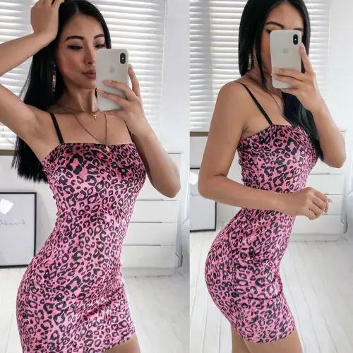 2019 Women Pink Spaghetti Strap Sling Slim Hot Fashion Sexy Leopard Printed Sling Evening Party Club Wear Bodycon Mini Dress
2019 Women Pink Spaghetti Strap Sling Slim Hot Fashion Sexy Leopard Printed Sling Evening Party Club Wear Bodycon Mini Dress