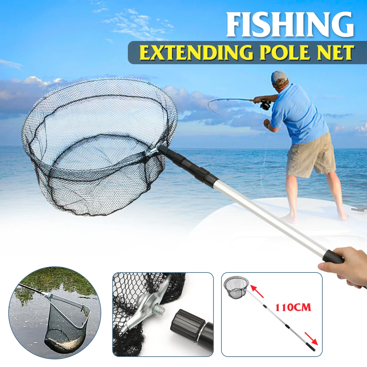 Bobing 110cm Fishing Landing Net Aluminum Foldable Pole Handle Fish Net 2-in-1 Extending Pole Mesh Fishing Tools Tackle
Bobing 110cm Fishing Landing Net Aluminum Foldable Pole Handle Fish Net 2-in-1 Extending Pole Mesh Fishing Tools Tackle