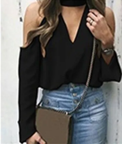 2019 Summer Sexy Off Shoulder V-neck Blouse Women Long-Sleeve Chiffon Shirt Casual Female Solid Color Stand Collar Tops
2019 Summer Sexy Off Shoulder V-neck Blouse Women Long-Sleeve Chiffon Shirt Casual Female Solid Color Stand Collar Tops