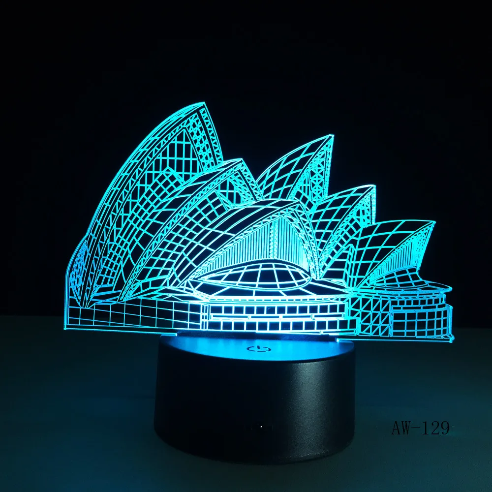 

Romantic Sydney Opera House Night Light USB Touch 7 Color Change Lamp 3D LED Desk Cafe Bar Restaurant Table Mall Lighting AW-129