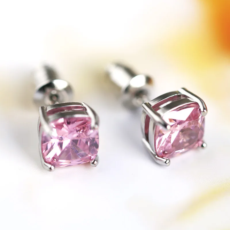Real 925 Sterling Silver Stud Earrings for Women Princess-cut Romantic Pink Topaz Earrings Fine Jewelry Blue Gemstone Gift
Real 925 Sterling Silver Stud Earrings for Women Princess-cut Romantic Pink Topaz Earrings Fine Jewelry Blue Gemstone Gift