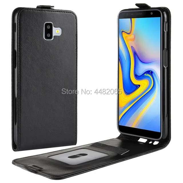 Чехол для Samsung J6 Plus роскошный кожаный Вертикальный флип кошелек сумка телефона