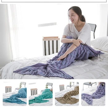 Handmade Yarn Mermaid Tail Knitted Blanket for Adult Kids Throw Sofa Bed Wrap Super Soft Crochet Warm Sleeping Mermaid Blankets
Handmade Yarn Mermaid Tail Knitted Blanket for Adult Kids Throw Sofa Bed Wrap Super Soft Crochet Warm Sleeping Mermaid Blankets
