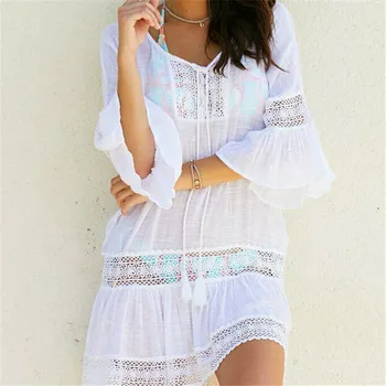 Bikini Cover Up Lace Tassel Hollow Crochet Swimsuit Beach Dress Women 2019 Summer Ladies Cover-Ups Bathing Suit Beach Wear Tunic
Bikini Cover Up Lace Tassel Hollow Crochet Swimsuit Beach Dress Women 2019 Summer Ladies Cover-Ups Bathing Suit Beach Wear Tunic