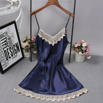 2019 New Fashion Women Sexy Lace V Neck Sleepwear Satin Nightwear Sling Backless Nightdress Women Sleep Wear Size S-XL
2019 New Fashion Women Sexy Lace V Neck Sleepwear Satin Nightwear Sling Backless Nightdress Women Sleep Wear Size S-XL