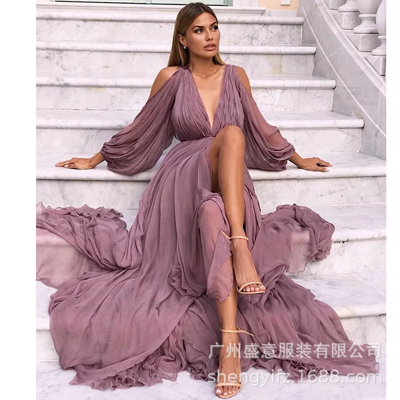 Fashion Solid Summer Bohemian Beach Dress Long Sleeve V Neck Maxi Women Dresses Sashes A-Line Vestidos Verano 2019
Fashion Solid Summer Bohemian Beach Dress Long Sleeve V Neck Maxi Women Dresses Sashes A-Line Vestidos Verano 2019