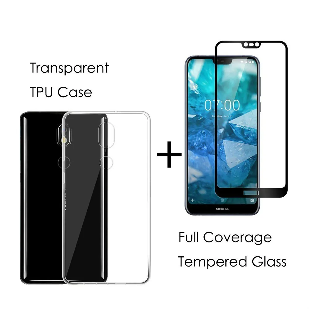 Прозрачный ТПУ чехол для Nokia 7 1 2018 / nokia Plus X7/3 0 3 мм 9H полное покрытие закаленное