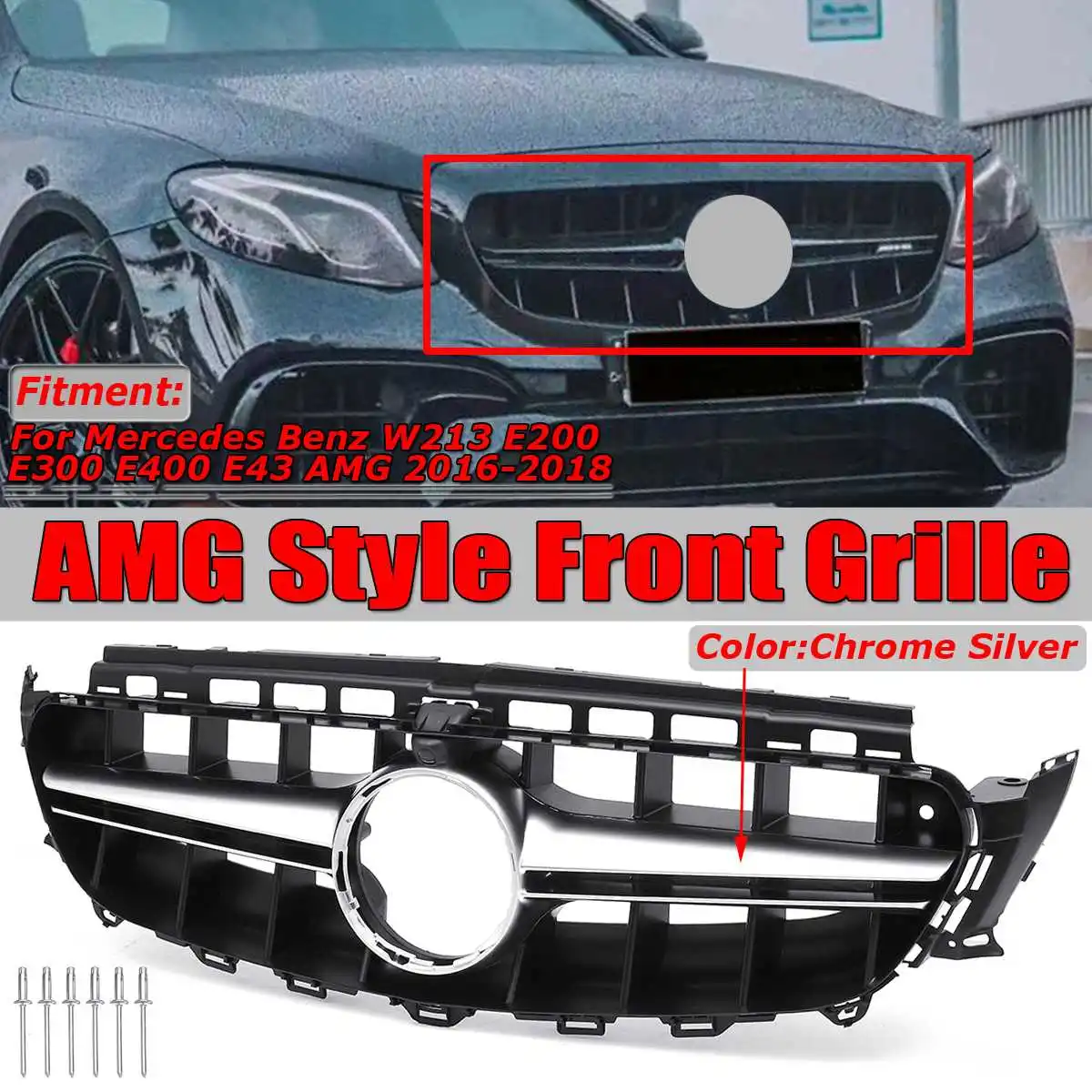 For AMG Style W213 E200 Car Front Grill Grille Mesh Bumper Cover Trim For Mercedes For Benz E300 E400 E43 For AMG 2016-2018
For AMG Style W213 E200 Car Front Grill Grille Mesh Bumper Cover Trim For Mercedes For Benz E300 E400 E43 For AMG 2016-2018