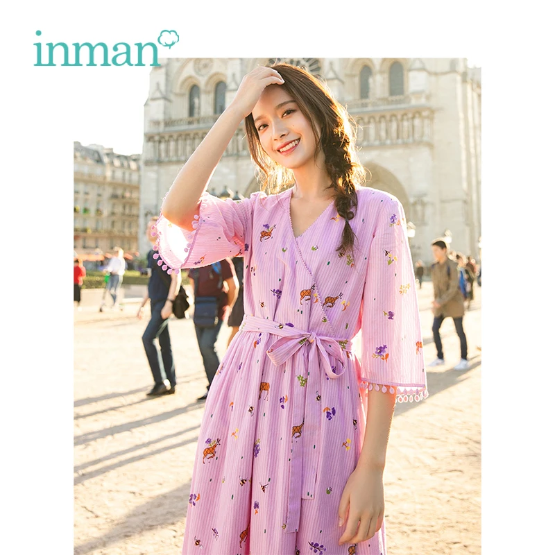 INMAN 2019 Spring New Arrival V-neck Literary Floral Retro Striped Defined Waist Slim Loose A-Line Women Dress
INMAN 2019 Spring New Arrival V-neck Literary Floral Retro Striped Defined Waist Slim Loose A-Line Women Dress