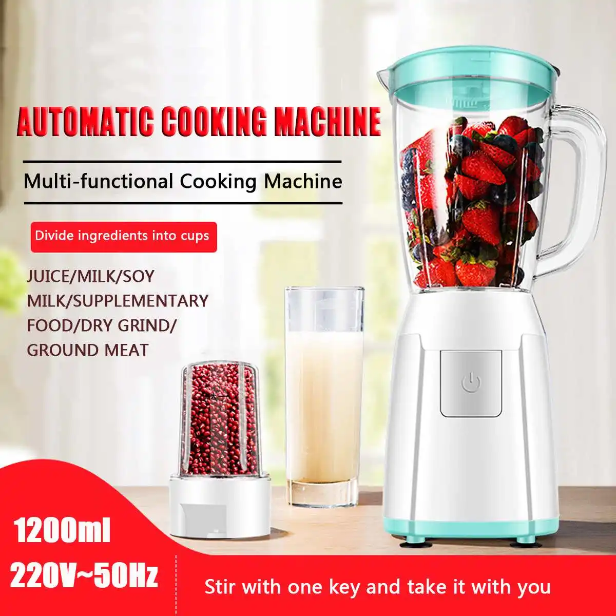 220V Multi-functional Cooking Machine Meat Grinder Household 1200ml Fast Stirring Food Mixer Home Juicer 300W
220V Multi-functional Cooking Machine Meat Grinder Household 1200ml Fast Stirring Food Mixer Home Juicer 300W