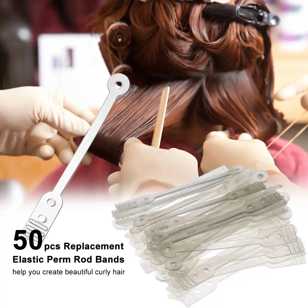 50pcs Perm Rod Bands Replacement Elastic Rubber Bands For Long
