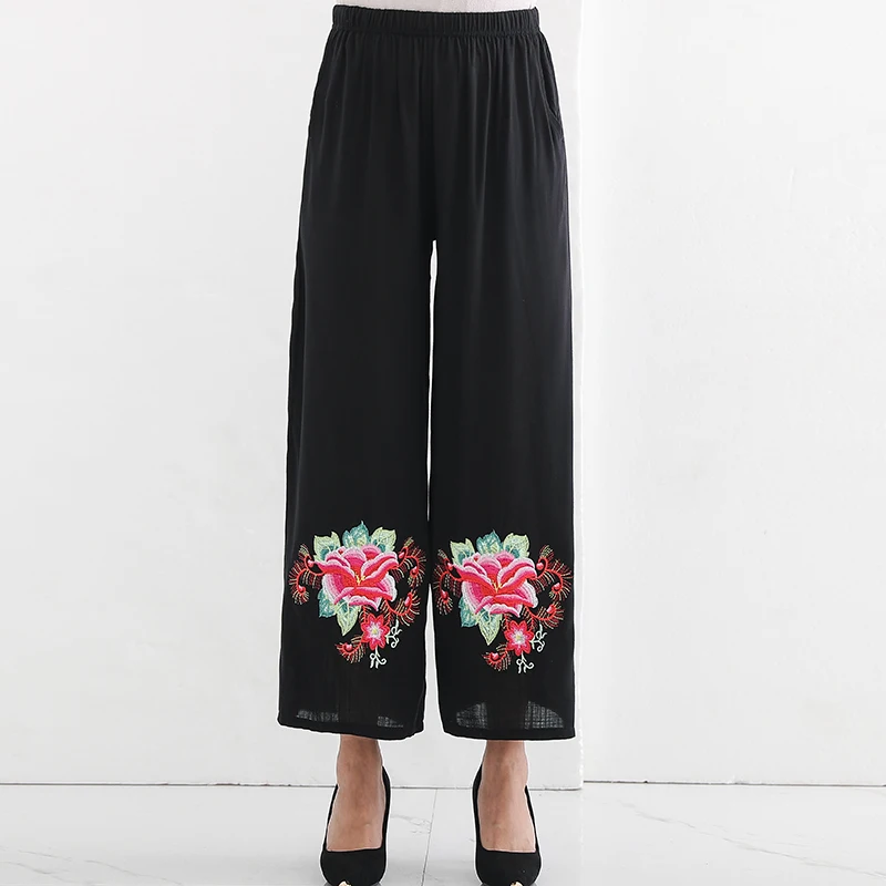 Women's Casual Straight Pants Spring Summer Fashion Loose Ankle-length Trousers Female High Elastic Waist Embroidery Pant
Women's Casual Straight Pants Spring Summer Fashion Loose Ankle-length Trousers Female High Elastic Waist Embroidery Pant