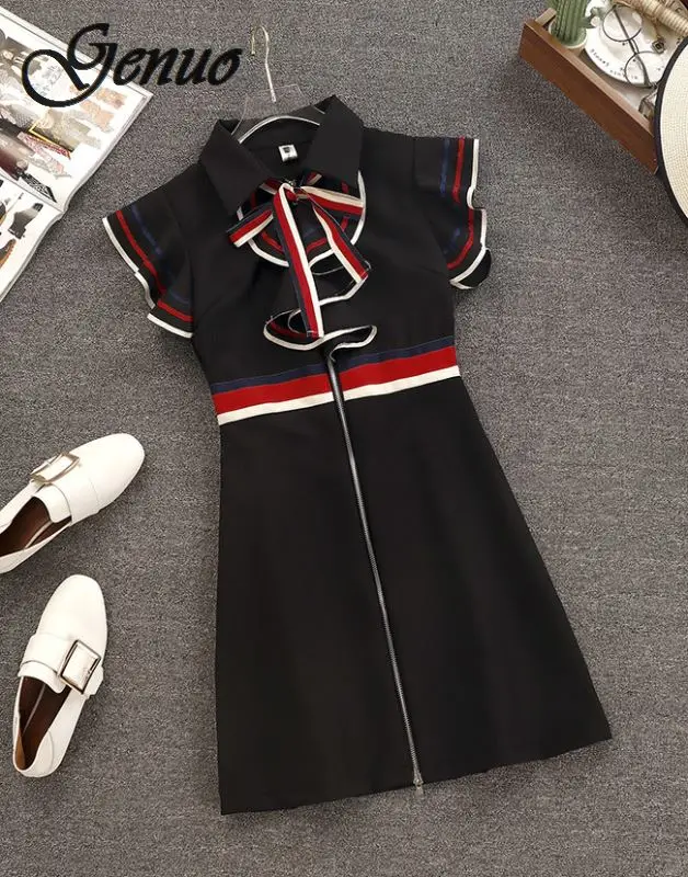 New 2019 Summer Runway Designer Women Retro Butterfly Sleeveless Bow Tie Collar Ruffles Weave Striped Zipper Up Mini Dress
New 2019 Summer Runway Designer Women Retro Butterfly Sleeveless Bow Tie Collar Ruffles Weave Striped Zipper Up Mini Dress