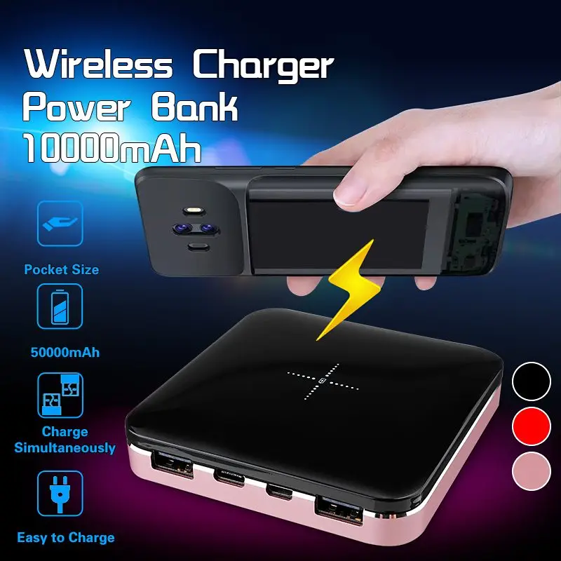 

D76W Mini 1000mAh Qi Wireless Charger Quick Charing 3.0 For Iphone X,8,8 Plus for Xiaomi,Huaiwei 4 in 1 Interface