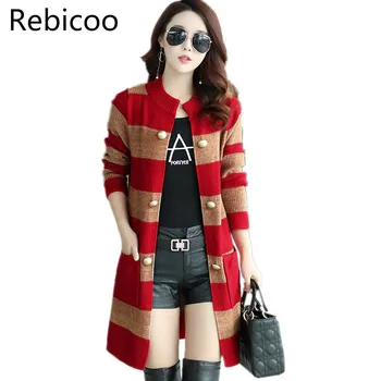Autumn Women Casual Sweaters Loose O-neck Long Sleeve Cardigans Winter Knitted Jumpers Stripe Outwear Jacket Coat with Pockets
Autumn Women Casual Sweaters Loose O-neck Long Sleeve Cardigans Winter Knitted Jumpers Stripe Outwear Jacket Coat with Pockets