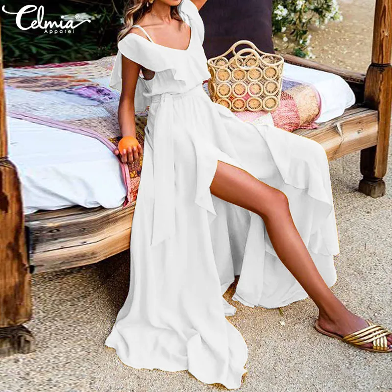 Women Summer Dress 2019 Celmia Sexy V-neck Sleeveless Shirt Maxi Long Dresses High Split Bohemian Beach Vestidos Robe Plus Size
Women Summer Dress 2019 Celmia Sexy V-neck Sleeveless Shirt Maxi Long Dresses High Split Bohemian Beach Vestidos Robe Plus Size