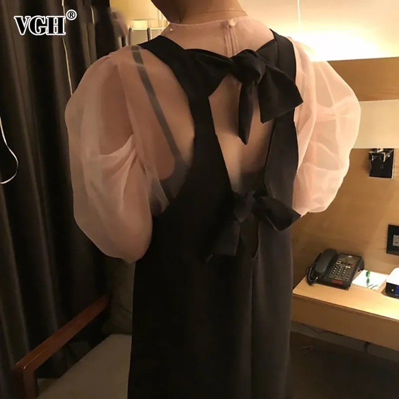 VGH Spring Vintage Two Piece Women Suit Button Puff Sleeve O Neck Perspective Blouse With Sleeveless Ankle-length Dress Fashion
VGH Spring Vintage Two Piece Women Suit Button Puff Sleeve O Neck Perspective Blouse With Sleeveless Ankle-length Dress Fashion