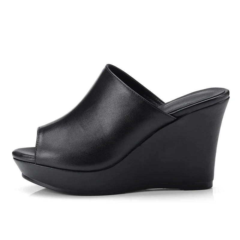 Women's Peep-toe 9 CM Heel Wedges Summer White Leather Slippers Sexy Party Mules Woman Plus Size Slides Box packing T3-1
Women's Peep-toe 9 CM Heel Wedges Summer White Leather Slippers Sexy Party Mules Woman Plus Size Slides Box packing T3-1