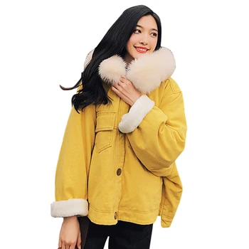 Women Winter Lambswool Parka With Raccoon Fur Collar Hood Yellow Jacket Coat 2018 Thick Mujer Cotton Padded Outerwear PJ252
Women Winter Lambswool Parka With Raccoon Fur Collar Hood Yellow Jacket Coat 2018 Thick Mujer Cotton Padded Outerwear PJ252