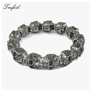 Bracelet Strand with Skull Pave Beads, 2018 New Blackened Silver Fashion Indian Jewelry Punk Gift for Men Boy Women Girls
Bracelet Strand with Skull Pave Beads, 2018 New Blackened Silver Fashion Indian Jewelry Punk Gift for Men Boy Women Girls