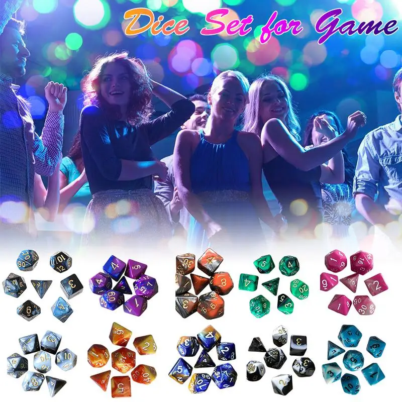 7pcs Promotion Colorful Dice Set with Nebula Effect d&d d4,d6,d8,d10,d%,d12,d20 Polyhedral Dice Rpg Game Dice
7pcs Promotion Colorful Dice Set with Nebula Effect d&d d4,d6,d8,d10,d%,d12,d20 Polyhedral Dice Rpg Game Dice