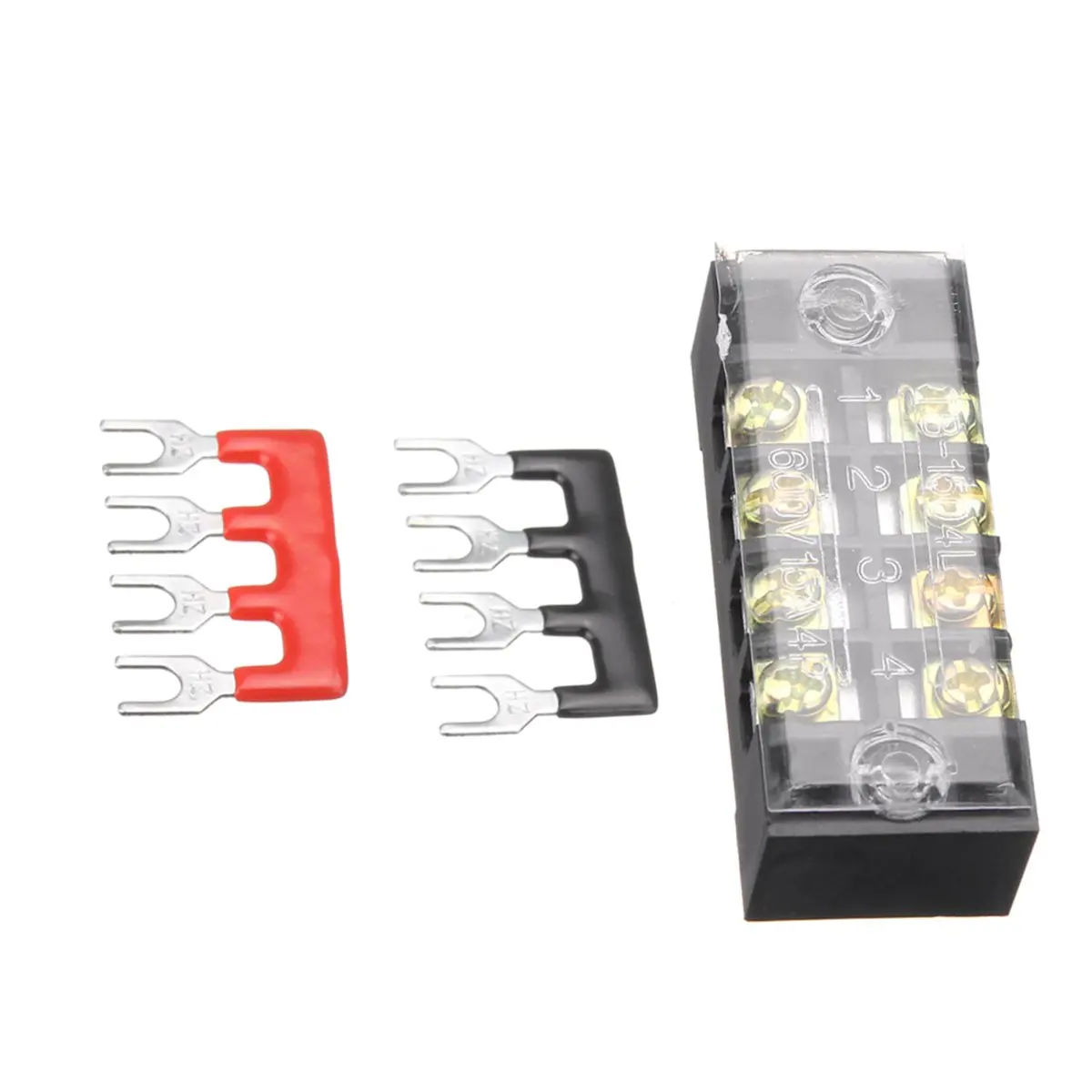 600V 15A 4 Position Double Row Wire Barrier Block with 2 Connector Strips 55 x 21 x 17mm Terminal Blocks
600V 15A 4 Position Double Row Wire Barrier Block with 2 Connector Strips 55 x 21 x 17mm Terminal Blocks