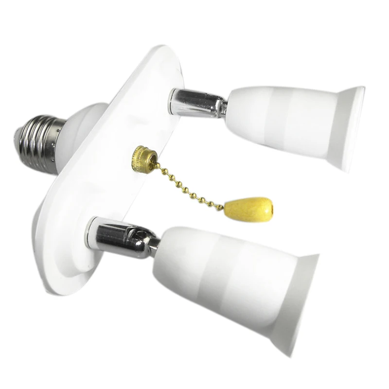 AC100-250V 4A E27 To Two E27 Bulb Adapter Socket Lampholder with ON OFF Chain Switch
AC100-250V 4A E27 To Two E27 Bulb Adapter Socket Lampholder with ON OFF Chain Switch