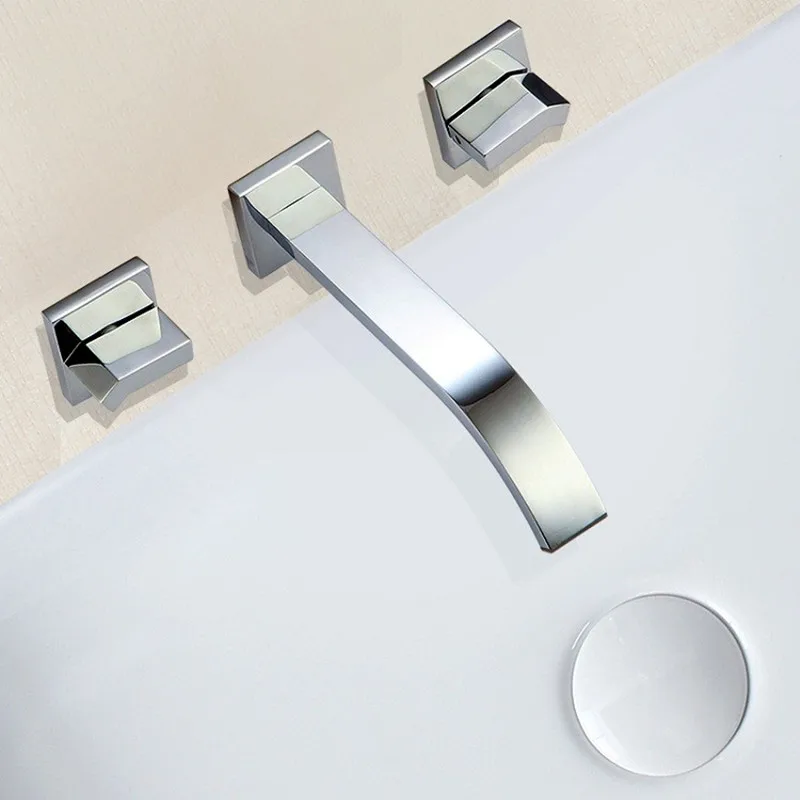 Xueqin Modern Chrome Polished Double Handle Waterfall Faucet Bathroom Basin Sink Mixer Tap Wall Mounted Bath Faucet 
Xueqin Modern Chrome Polished Double Handle Waterfall Faucet Bathroom Basin Sink Mixer Tap Wall Mounted Bath Faucet