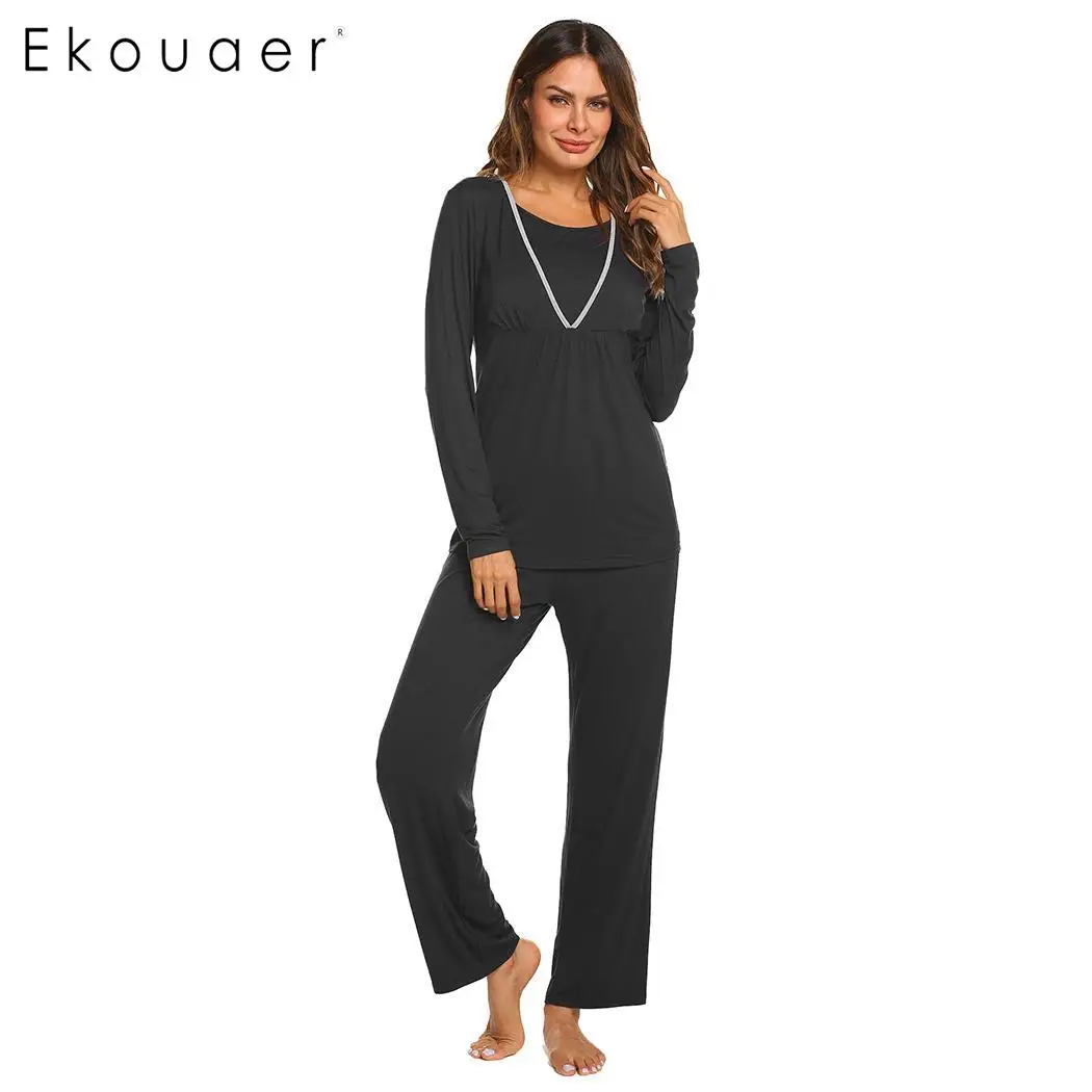 Ekouaer Women Nightwear Pajamas Sets O Neck Long Sleeve Rayon Soft Maternity Pajama Set Sleepwear Warm Autumn Winter Pyjamas
Ekouaer Women Nightwear Pajamas Sets O Neck Long Sleeve Rayon Soft Maternity Pajama Set Sleepwear Warm Autumn Winter Pyjamas