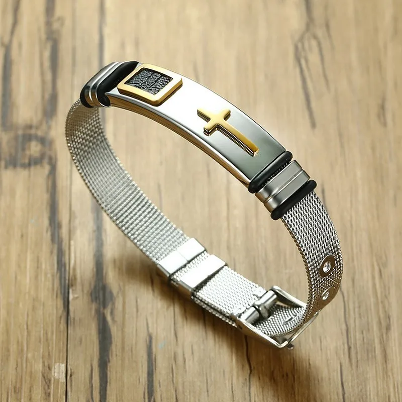 Stainless Steel Woven Mesh Watch Brands Men Bracelet Bangle Adjustable Boy Cross Jewelry
Stainless Steel Woven Mesh Watch Brands Men Bracelet Bangle Adjustable Boy Cross Jewelry