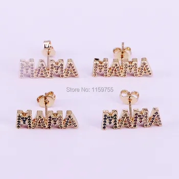 8Pair New Design Gold Color Cubic Zirconia Micro Pave MAMA Letter Stud Earring beautiful Charm Jewelry
8Pair New Design Gold Color Cubic Zirconia Micro Pave MAMA Letter Stud Earring beautiful Charm Jewelry