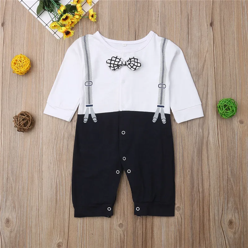 0-18M Gentleman Newborn Baby Rompers Kids Boy Bowtie Jumpsuit Cute Cotton Clothing New born Outfits Baby costume
0-18M Gentleman Newborn Baby Rompers Kids Boy Bowtie Jumpsuit Cute Cotton Clothing New born Outfits Baby costume
