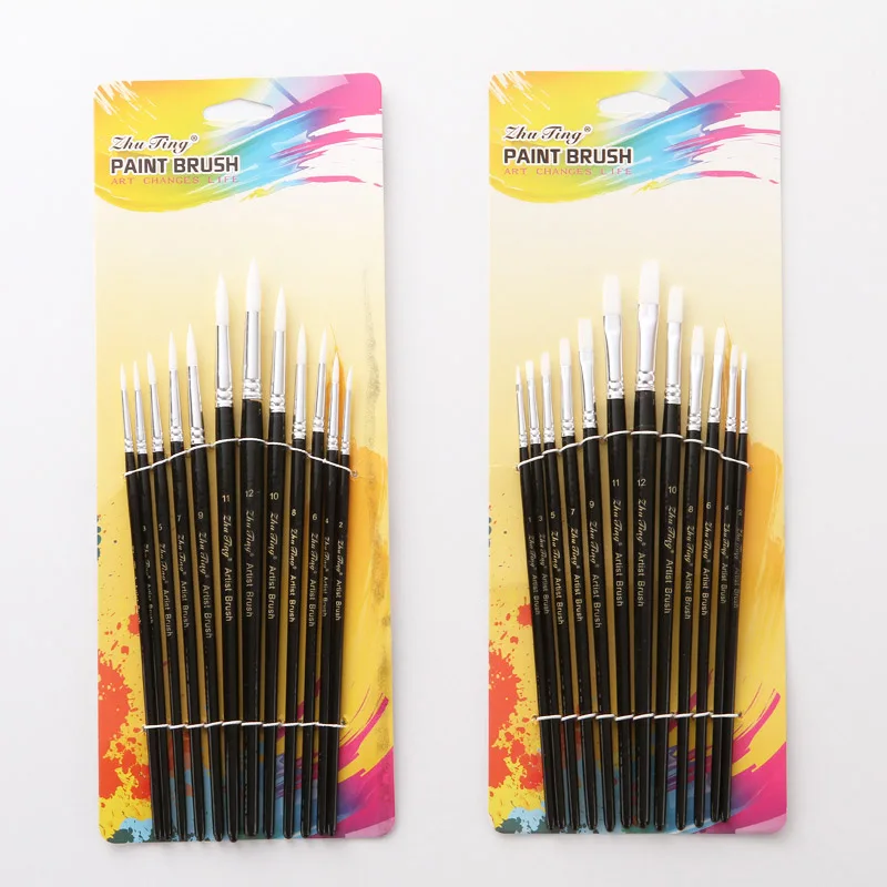 12Pcs/Set White Paint Brushes Set Nylon Black Rod Pointed Paint Brush For Watercolor Oil Acrylic Painting School Art Supplies
12Pcs/Set White Paint Brushes Set Nylon Black Rod Pointed Paint Brush For Watercolor Oil Acrylic Painting School Art Supplies