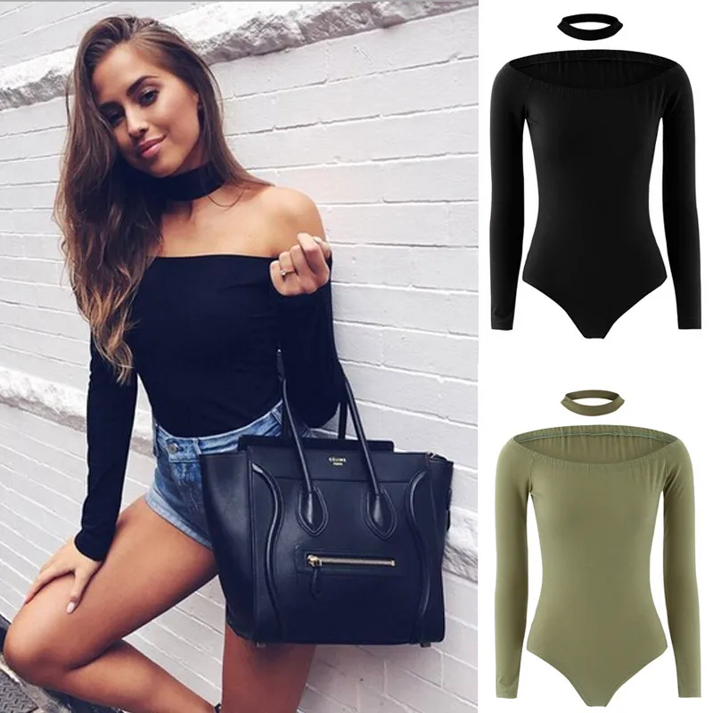 Sexy Choker High Neck Women Bodysuit 2017 Autumn Slash Neck Long Sleeve Elegant Off Shoulder Femme Casual Slim Bodycon Jumpsuit
Sexy Choker High Neck Women Bodysuit 2017 Autumn Slash Neck Long Sleeve Elegant Off Shoulder Femme Casual Slim Bodycon Jumpsuit