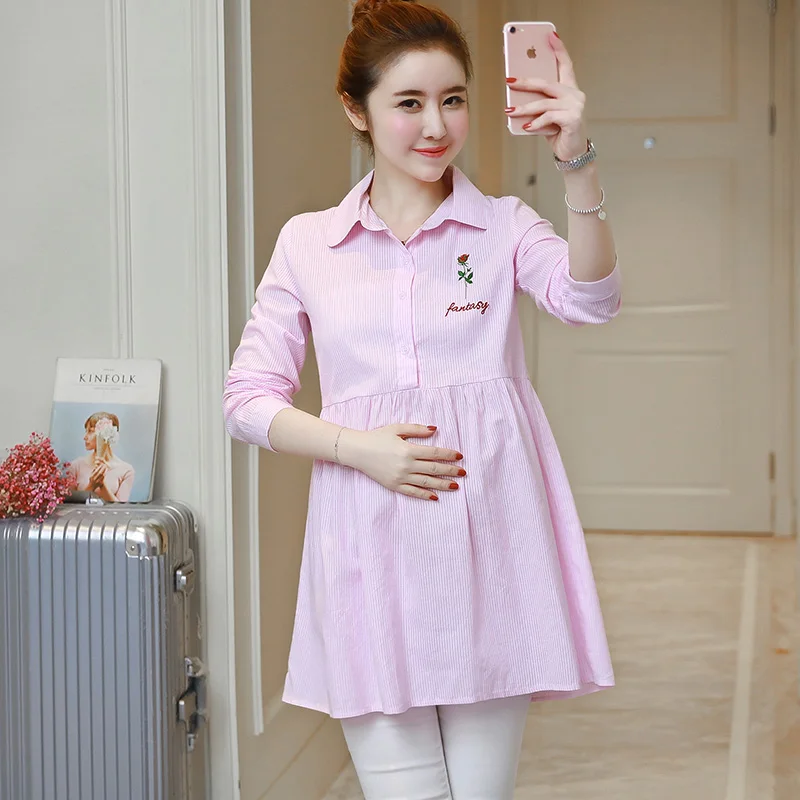 2019 spring autumn new maternity shirts plus size turn-down collar pregnant woman fashion embroidery cotton and linen blouses
2019 spring autumn new maternity shirts plus size turn-down collar pregnant woman fashion embroidery cotton and linen blouses