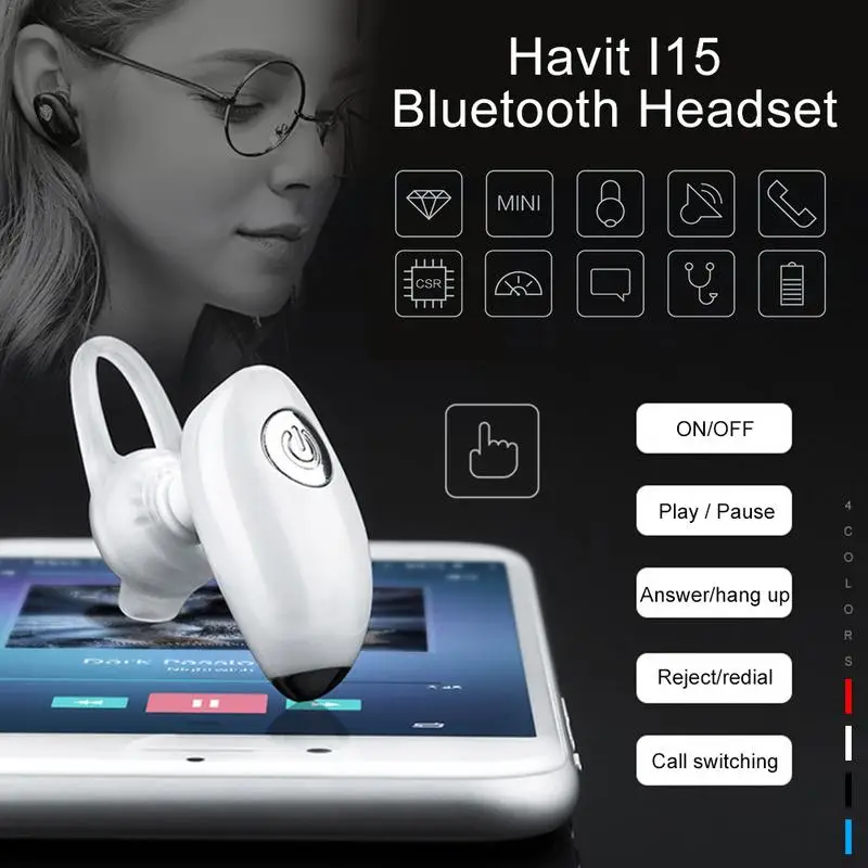 Havit I15 Bluetooth Headset Wireless Unilateral Right Invisible Mini Ultra Small Earphones Hanging Ear Style Earbuds for Driving
Havit I15 Bluetooth Headset Wireless Unilateral Right Invisible Mini Ultra Small Earphones Hanging Ear Style Earbuds for Driving