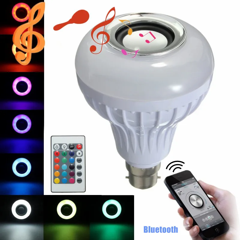Smuxi AC100-240V 12W B22 LED RGB White Wireless bluetooth Speaker Light Bulb Music Playing Audio Lamp With 24 Key Remote Control
Smuxi AC100-240V 12W B22 LED RGB White Wireless bluetooth Speaker Light Bulb Music Playing Audio Lamp With 24 Key Remote Control