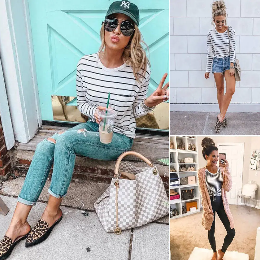 Fashion Women Long Sleeve Loose Striped T-shirt Casual Summer Autumn Cotton Tops Tees T-Shirts
Fashion Women Long Sleeve Loose Striped T-shirt Casual Summer Autumn Cotton Tops Tees T-Shirts