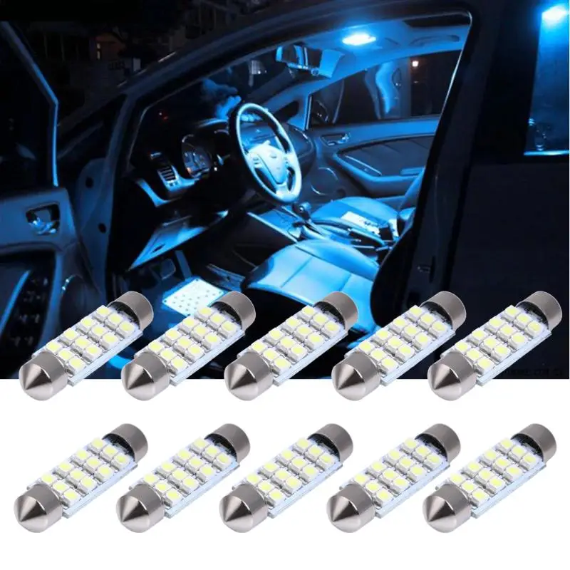 10 шт. светодиодный светильник для салона автомобиля 41 мм белый 3528 12SMD