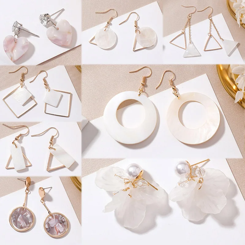Korean Flower Long Tassel 1Pair Handmade Triangle 19 Models Simple Drop Earring Asymmetric Shell Circular Women White Geometry
Korean Flower Long Tassel 1Pair Handmade Triangle 19 Models Simple Drop Earring Asymmetric Shell Circular Women White Geometry